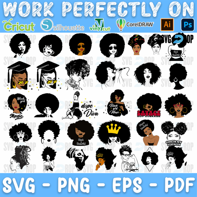 Afro Woman Bundle SVG