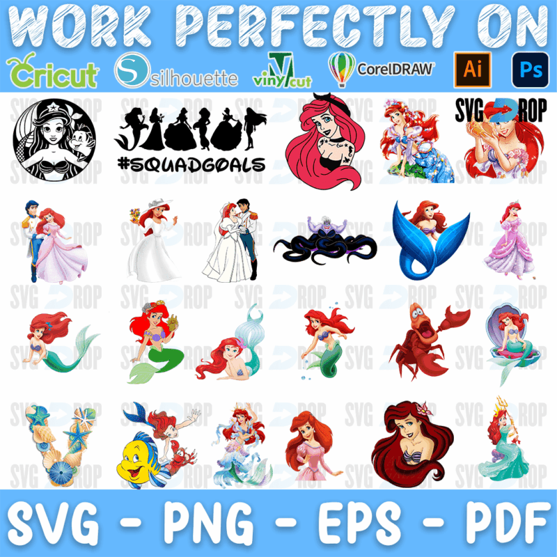 Little Mermaid Princess Squad Goals Bundle SVG
