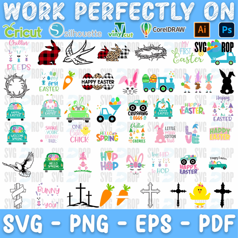 Easter Buffalo Plaid Bunny and Trucks Bundle SVG