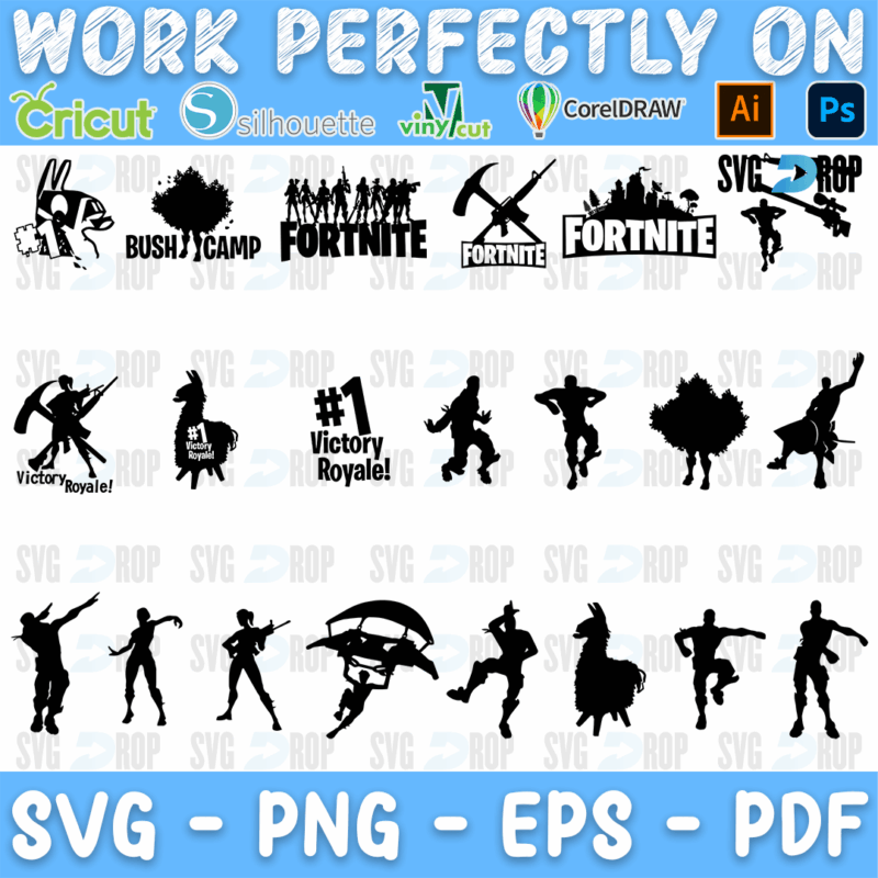Fortnite Victory Royale and Glider Bundle SVG