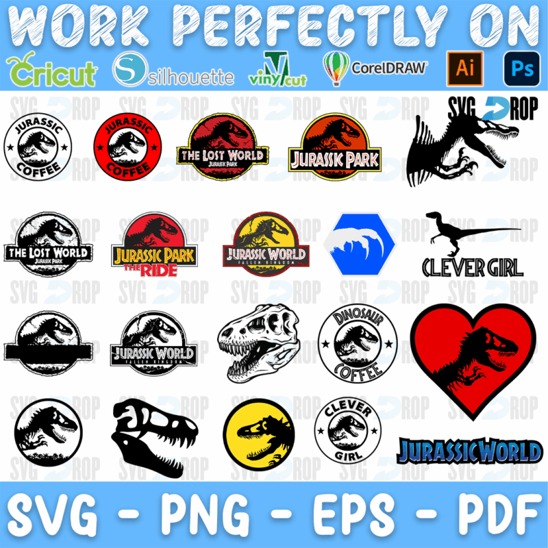Jurassic Park Coffee and Clever Girl Logos Bundle SVG