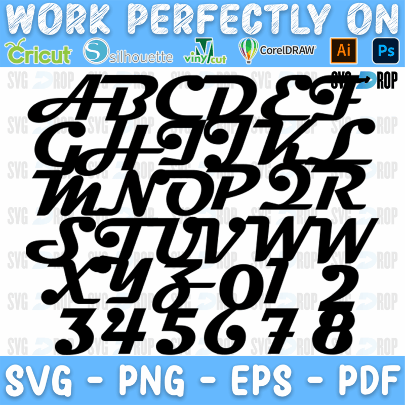 Cars Font Bold Uppercase and Numbers SVG