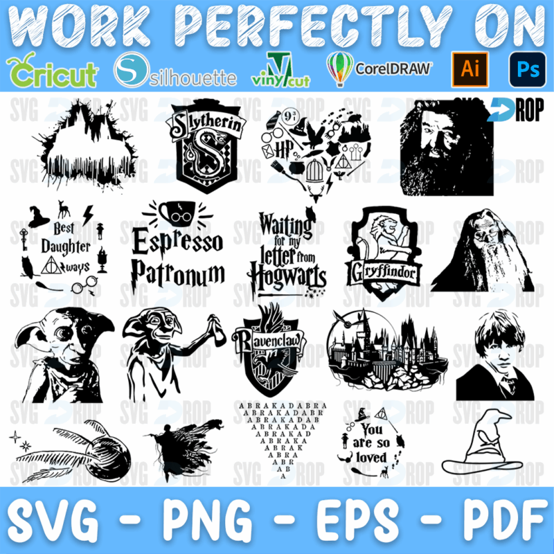 Harry Potter House Crests and Characters Bundle SVG