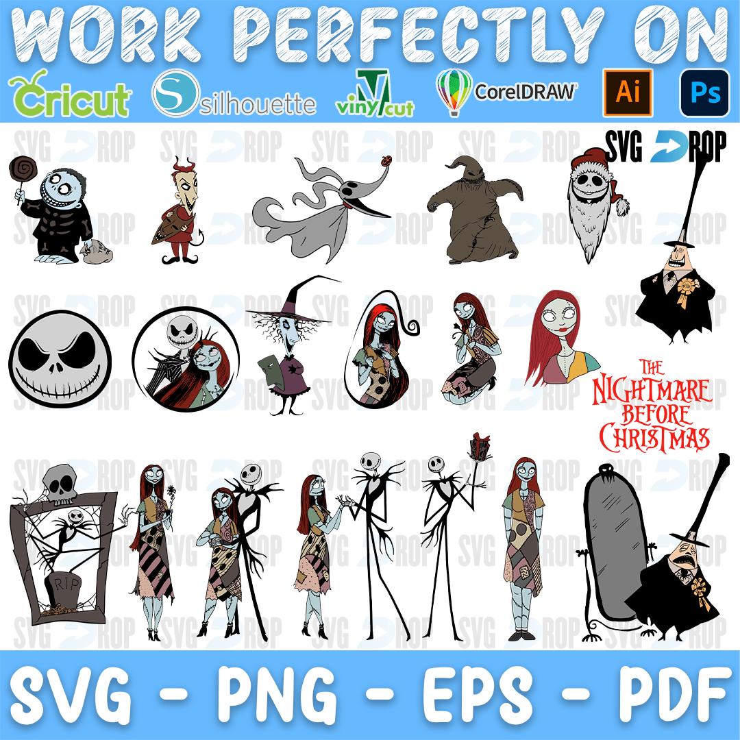 Nightmare Before Christmas Full Color Characters Bundle SVG