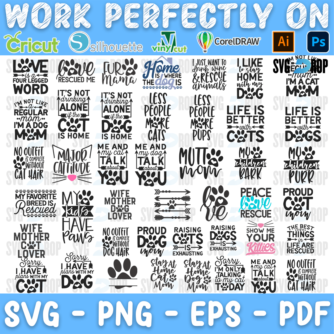 Cat and Dog Lover Quotes Bundle SVG