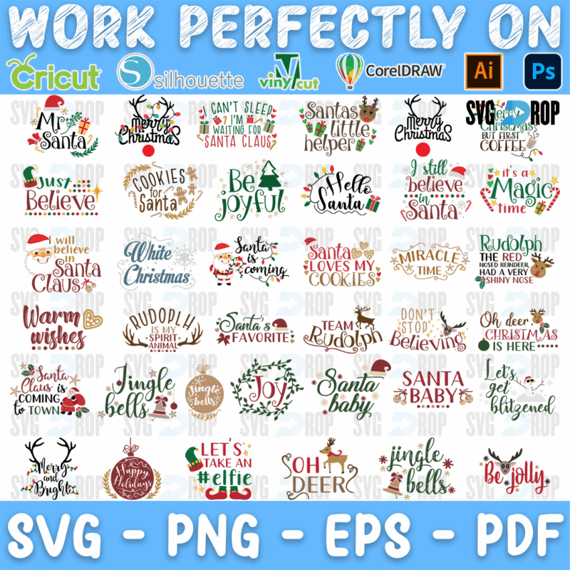 Christmas Santa Quotes Bundle SVG