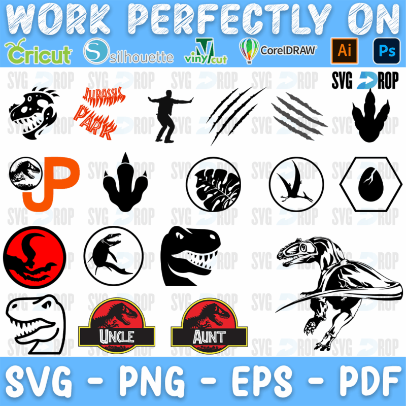 Jurassic Park Uncle Aunt and Claw Marks Bundle SVG