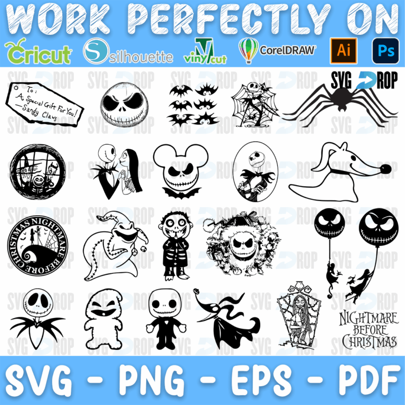 Nightmare Before Christmas Oogie Boogie and Mickey Ears Bundle SVG