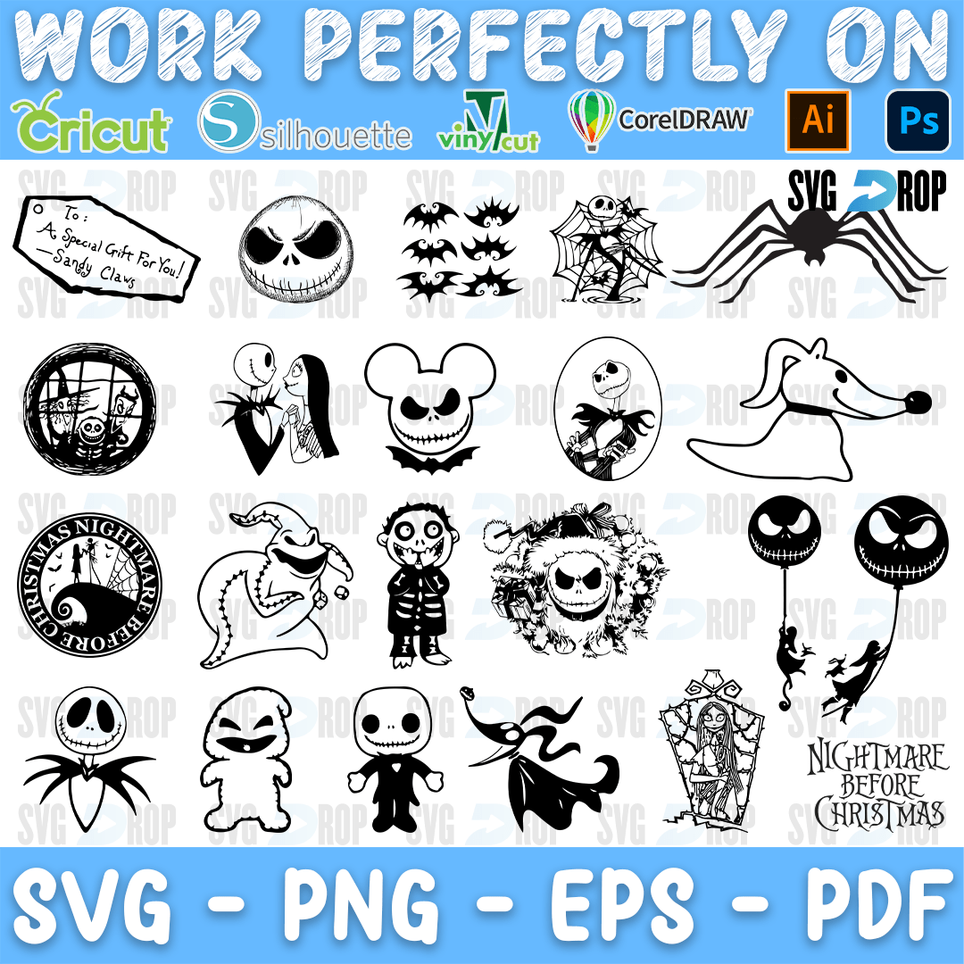Nightmare Before Christmas Oogie Boogie and Mickey Ears Bundle SVG