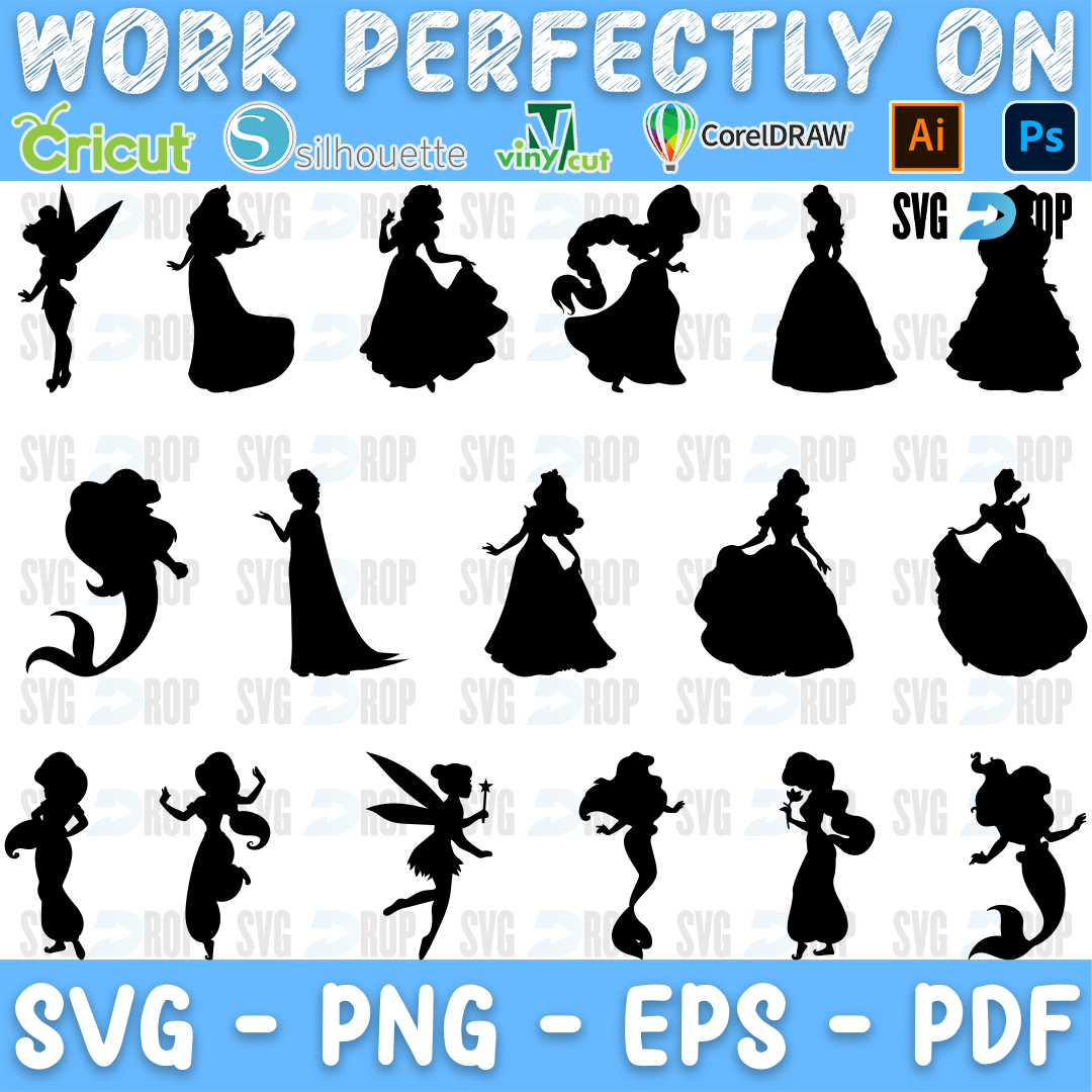 Minnie Princess Silhouettes Bundle SVG