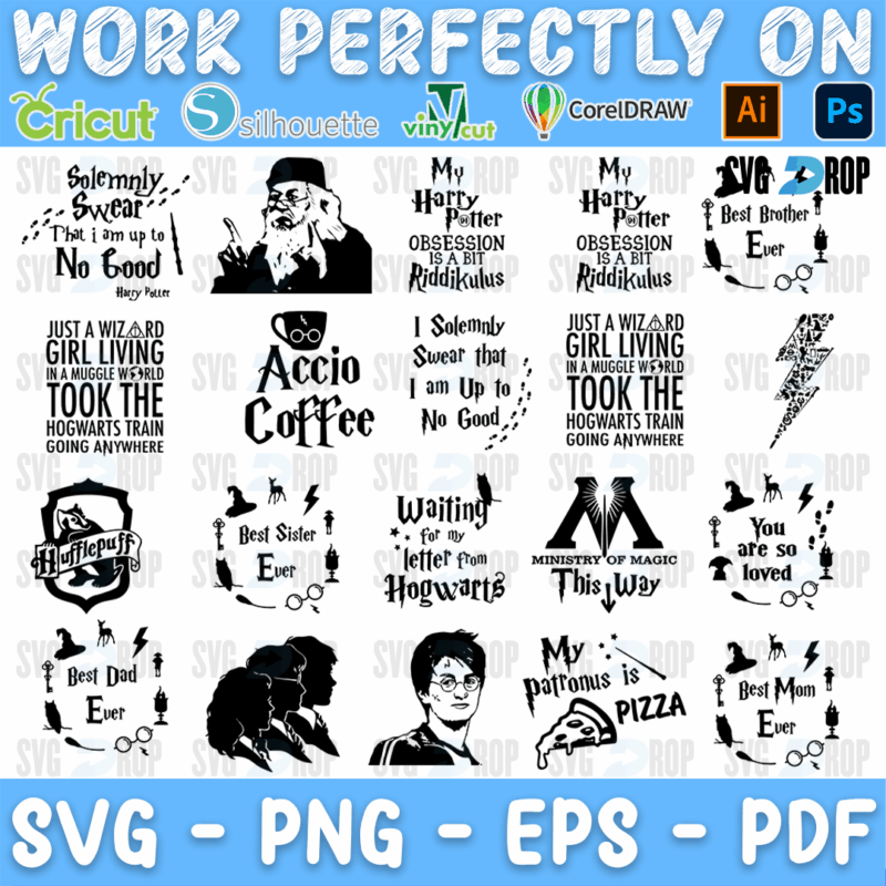 Harry Potter Accio Coffee and Family Quotes Bundle SVG