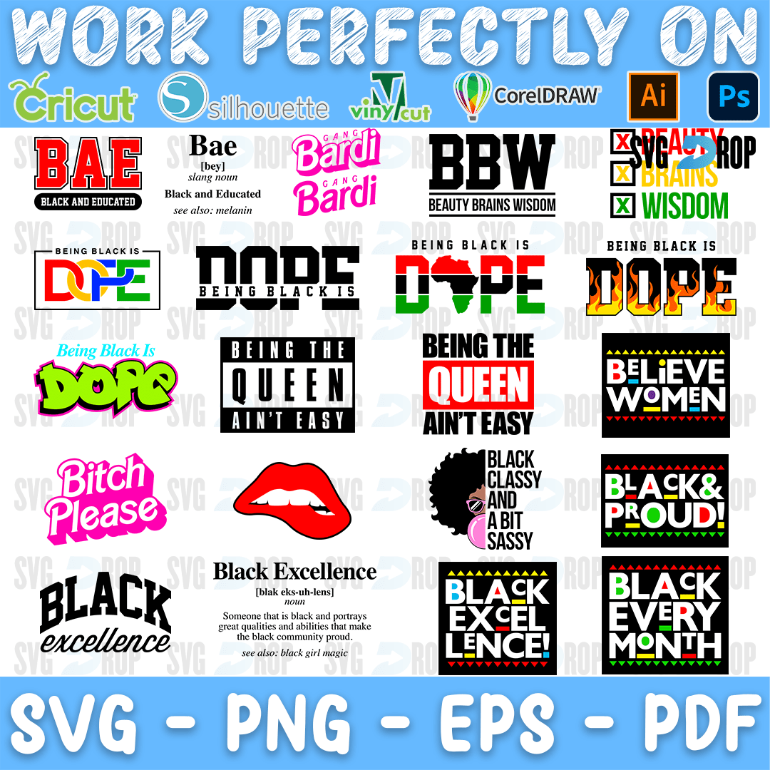Afro Man Woman Black Excellence and BAE Bundle SVG