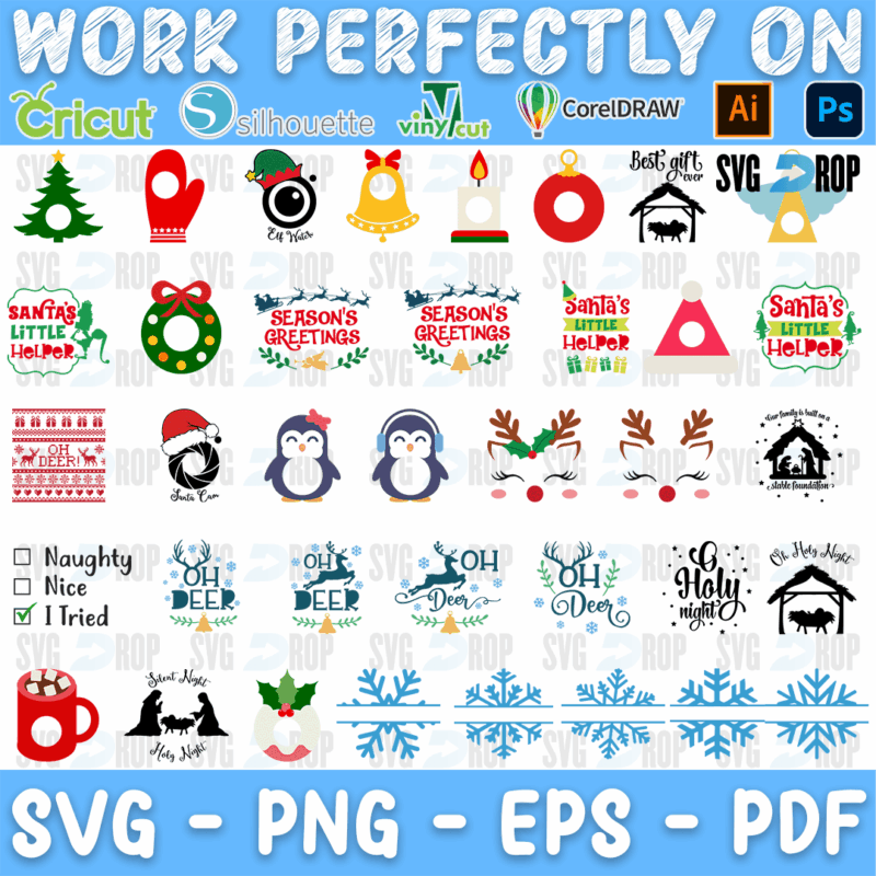 Christmas Penguins and Nativity Bundle SVG