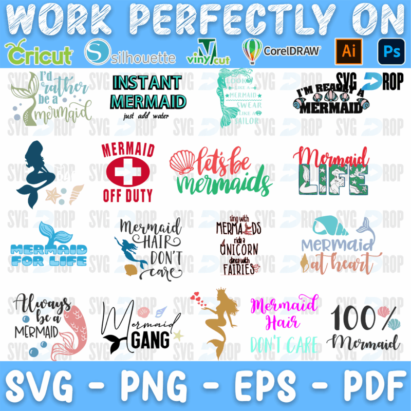 Little Mermaid Mermaid Quotes Bundle SVG