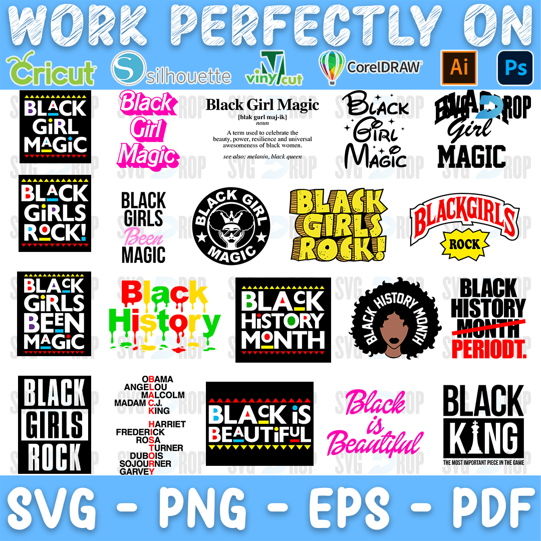 Afro Man Woman Black Girl Magic Bundle SVG