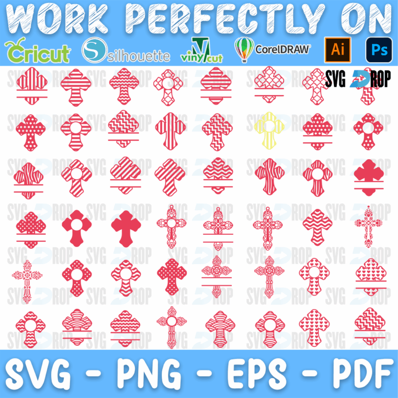 Easter Patterned Crosses Bundle SVG