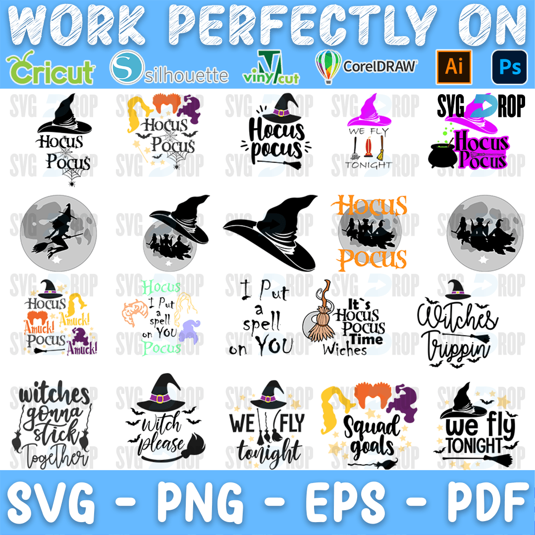 Hocus Pocus Full Moon Witches Bundle SVG