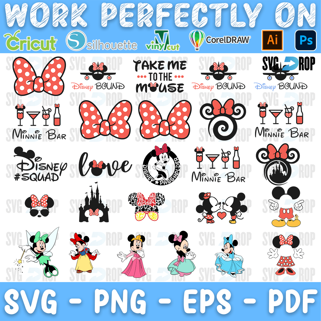 Minnie Princess Bows and Minnie Bar Bundle SVG