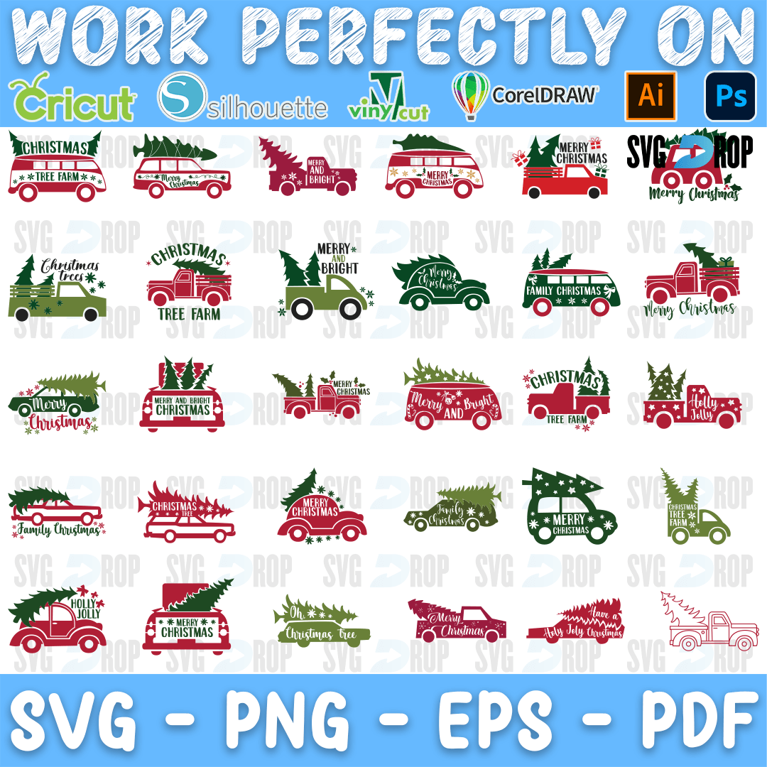 Christmas Tree Farm Trucks and Vans Bundle SVG