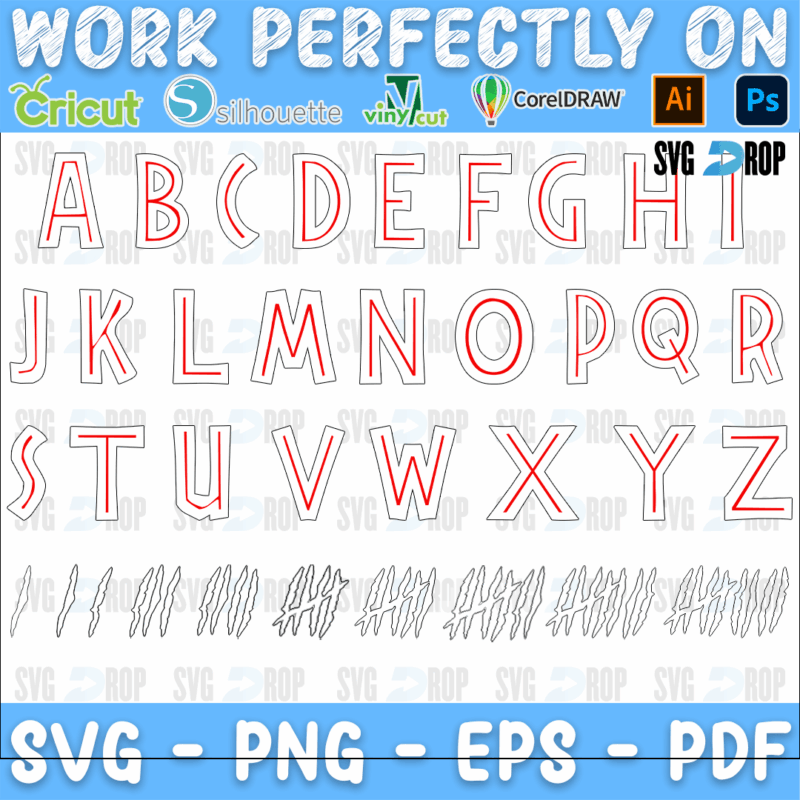 Jurassic Park Font Red Outline SVG