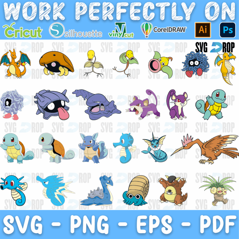 Pokemon Water and Bug Types Bundle SVG