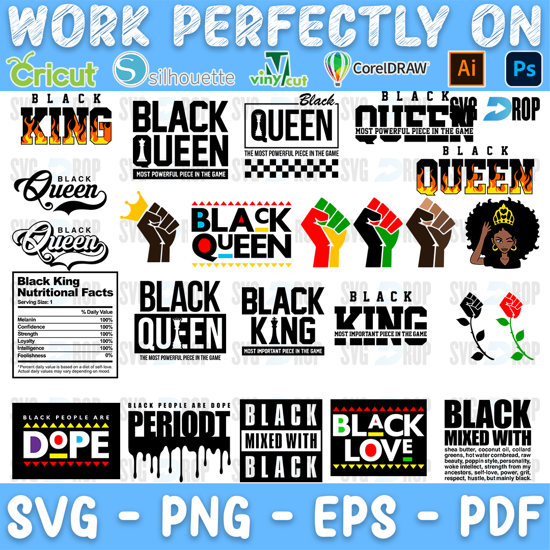 Afro Man Woman Black King and Queen Bundle SVG