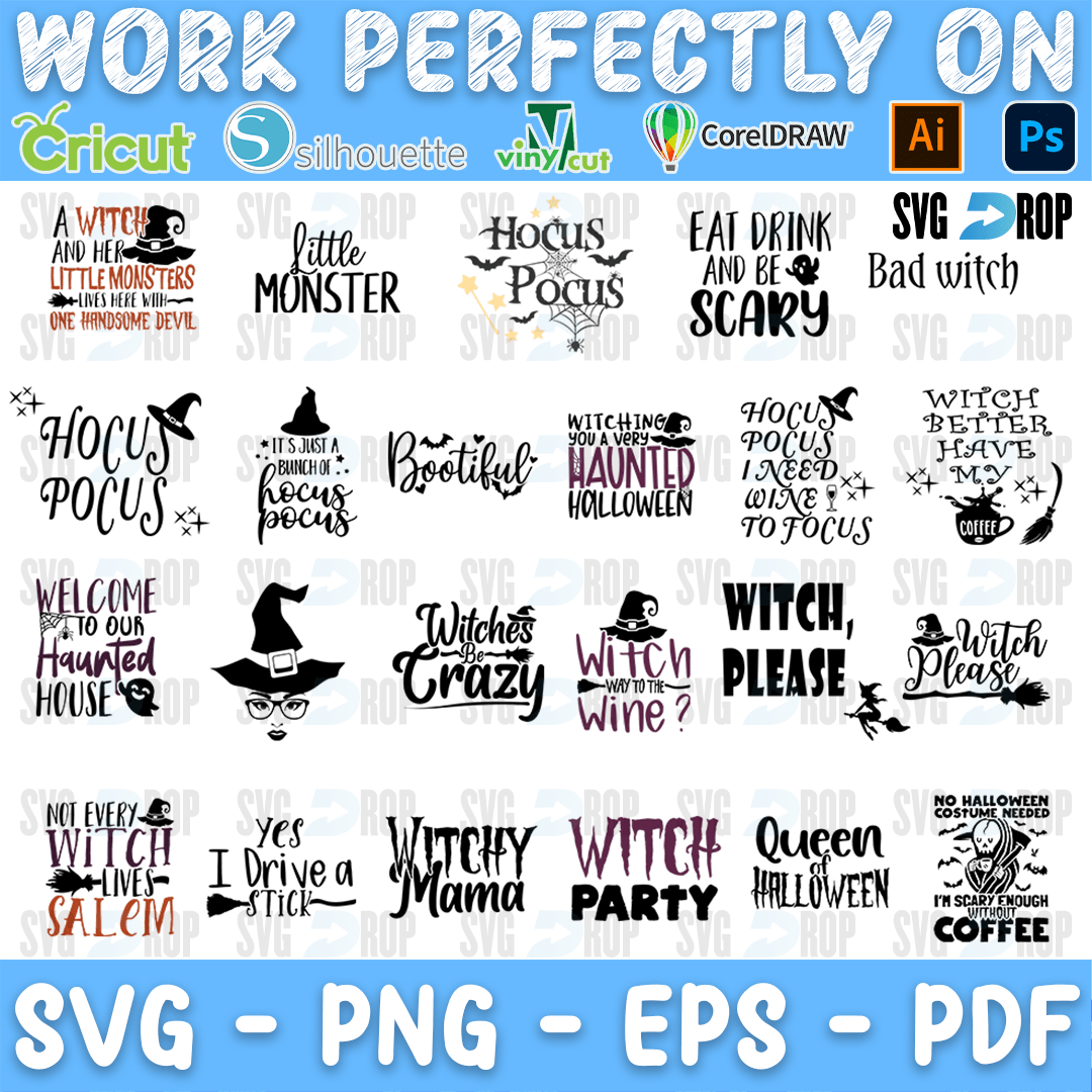 Hocus Pocus Witchy Sayings Bundle SVG