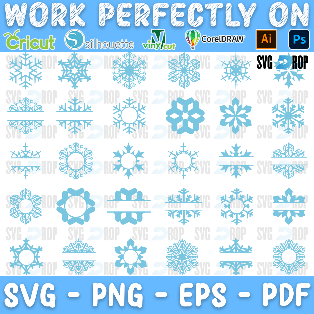 Christmas Snowflake Monogram Bundle SVG