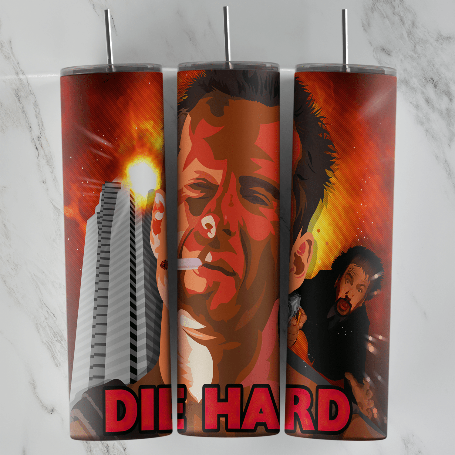 Die Hard 20 oz tumbler sublimation wrap
