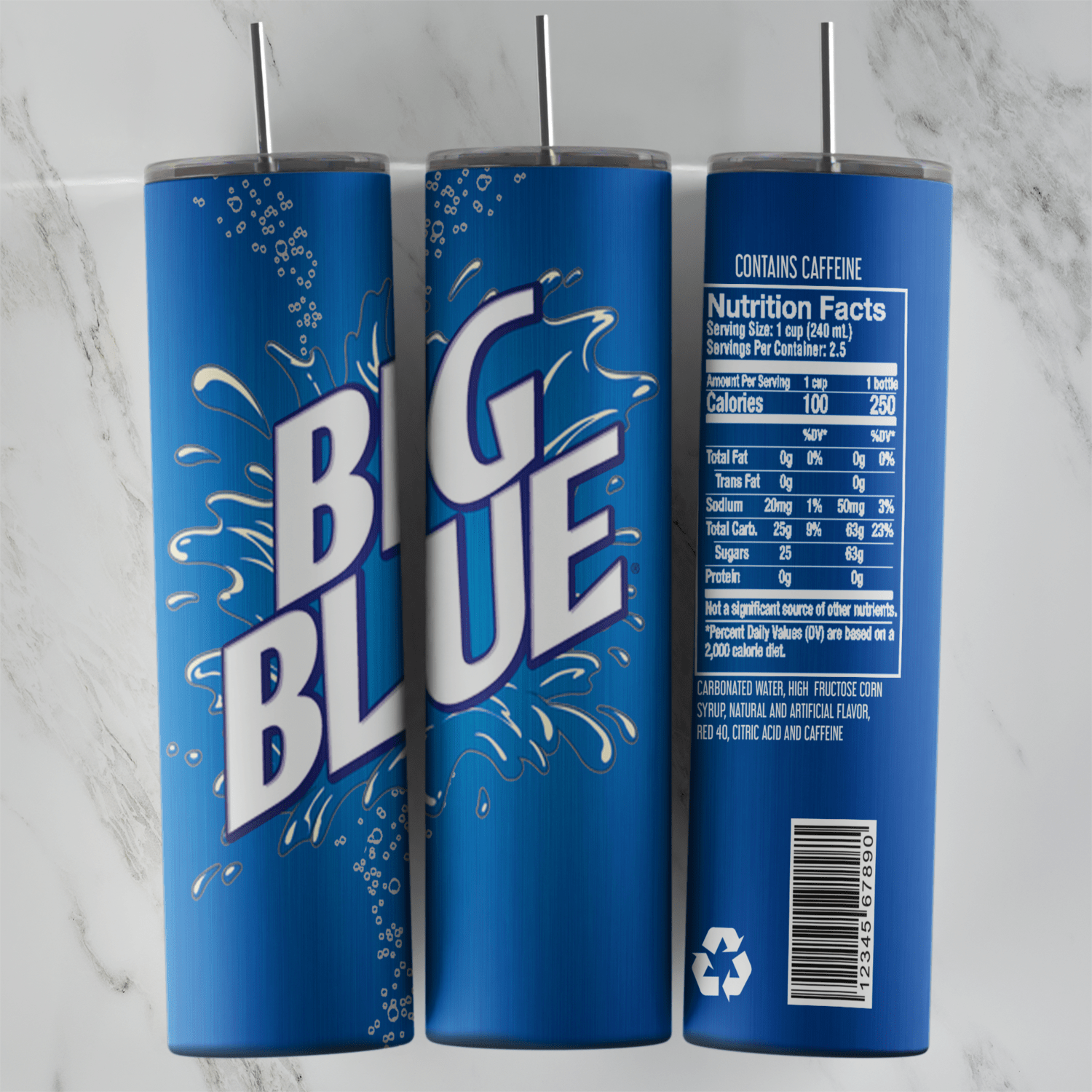 Big Blue 20 oz tumbler sublimation wrap