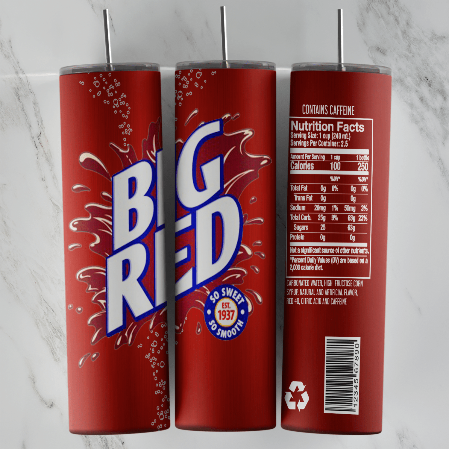 Big Red 20 oz tumbler sublimation wrap
