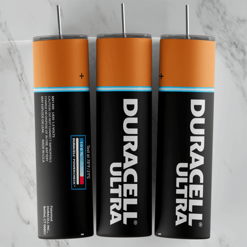 Duracell 20 oz tumbler sublimation wrap