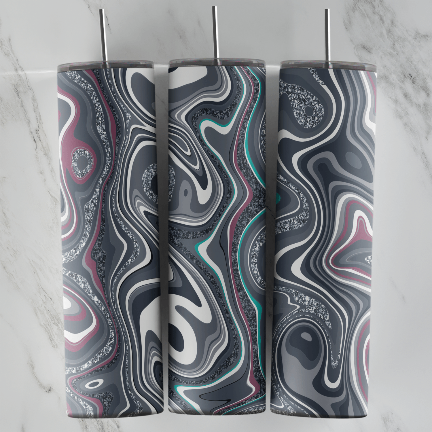 Black Marble 20 oz tumbler sublimation wrap