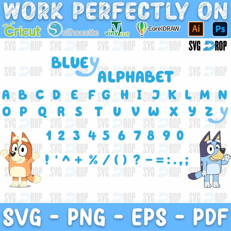 Bluey Alphabet Font SVG