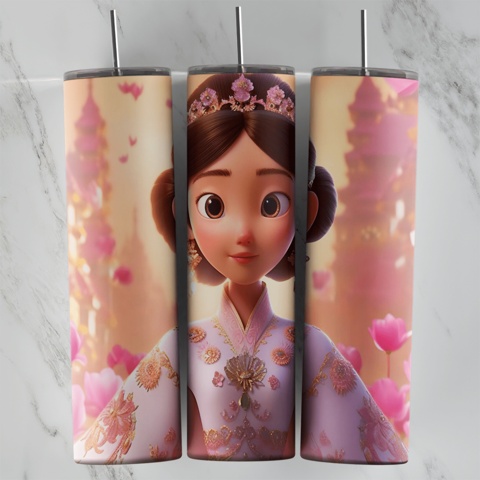 20 Oz Princess 3D Kimono Princess Tumbler Cup Design