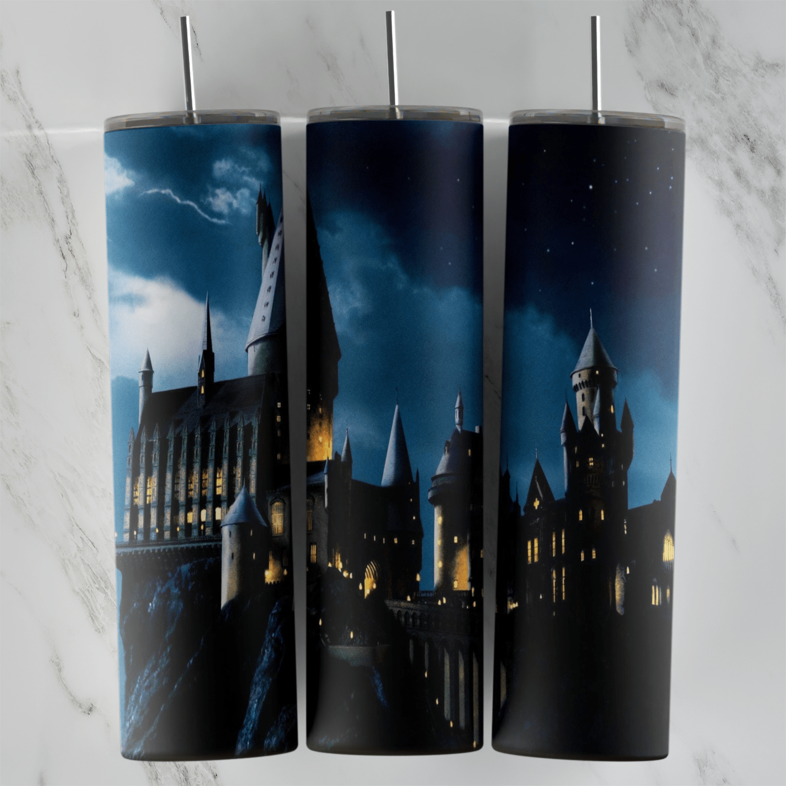 20 Oz Harry Potter Hogwarts at Night Tumbler Cup Design