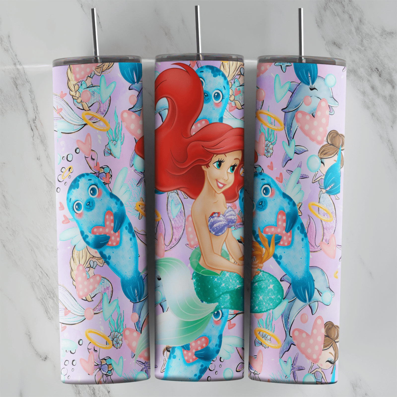 20 Oz Little Mermaid Tumbler Cup Design