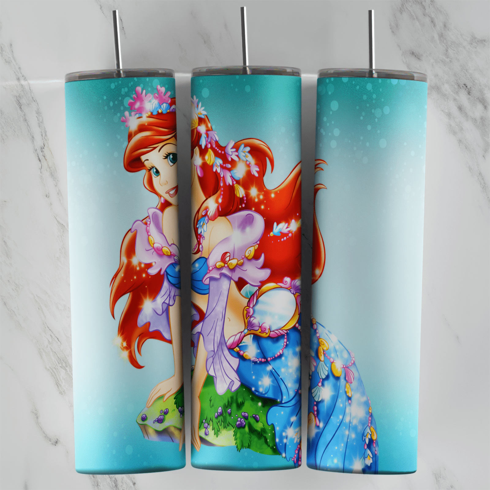 20 Oz Little Mermaid Tumbler Cup Design