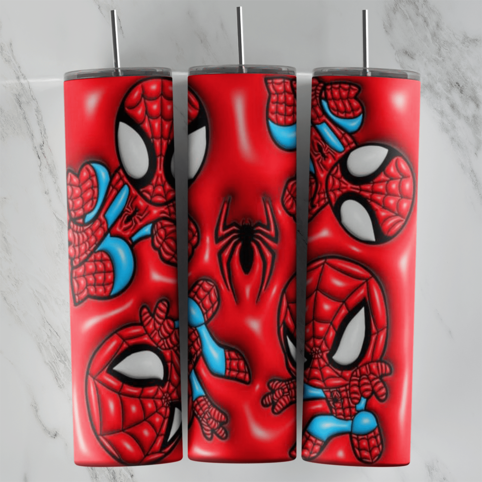 20 Oz 3D Inflated Spiderman Tumbler Cup Design