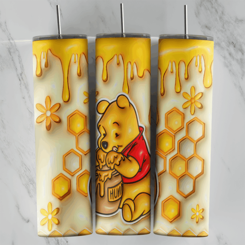 20 Oz 3D Inflated Winnie The Pooh Tumbler Cup Design