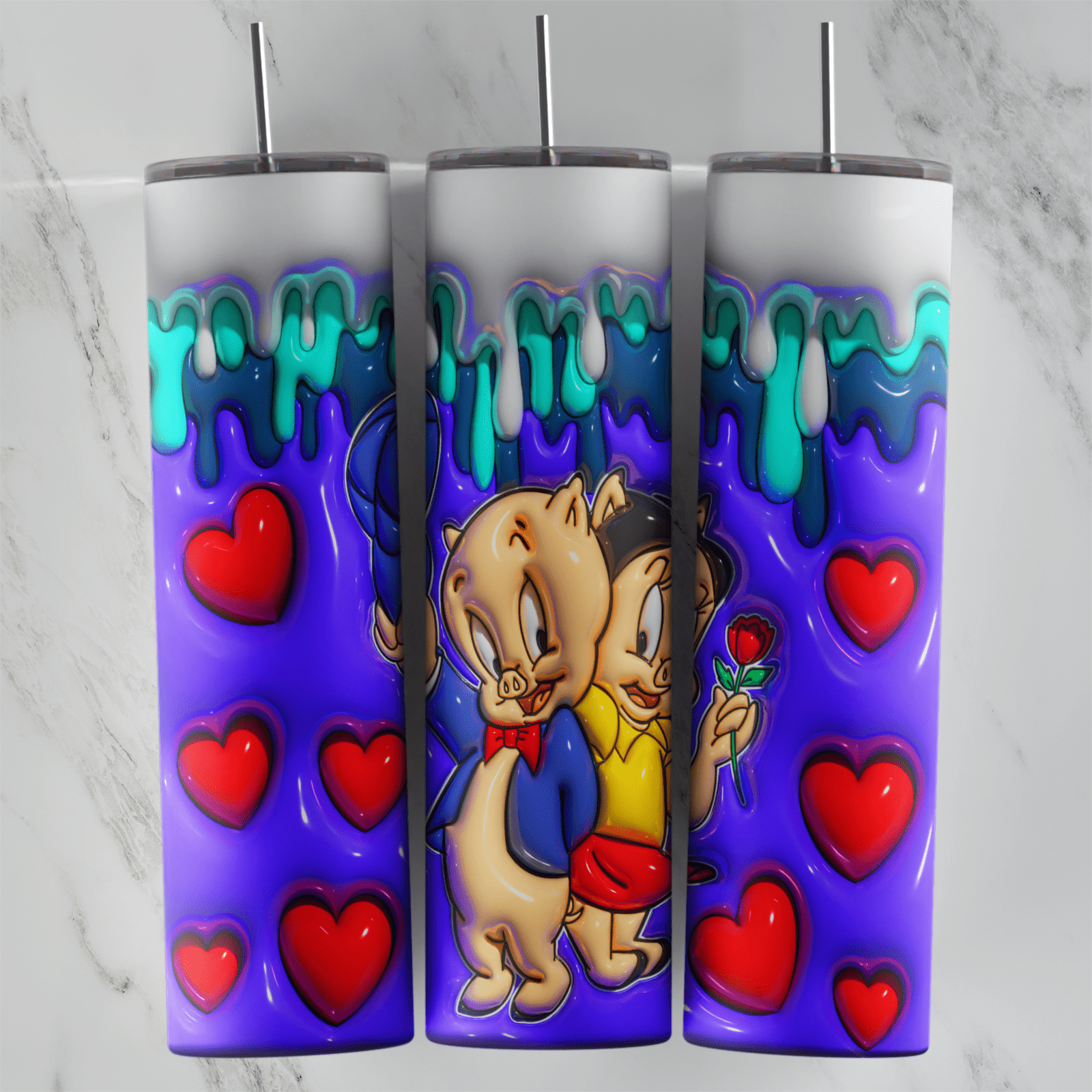 20 Oz 3D Inflated Cartoon Pig Tumbler Cup Design