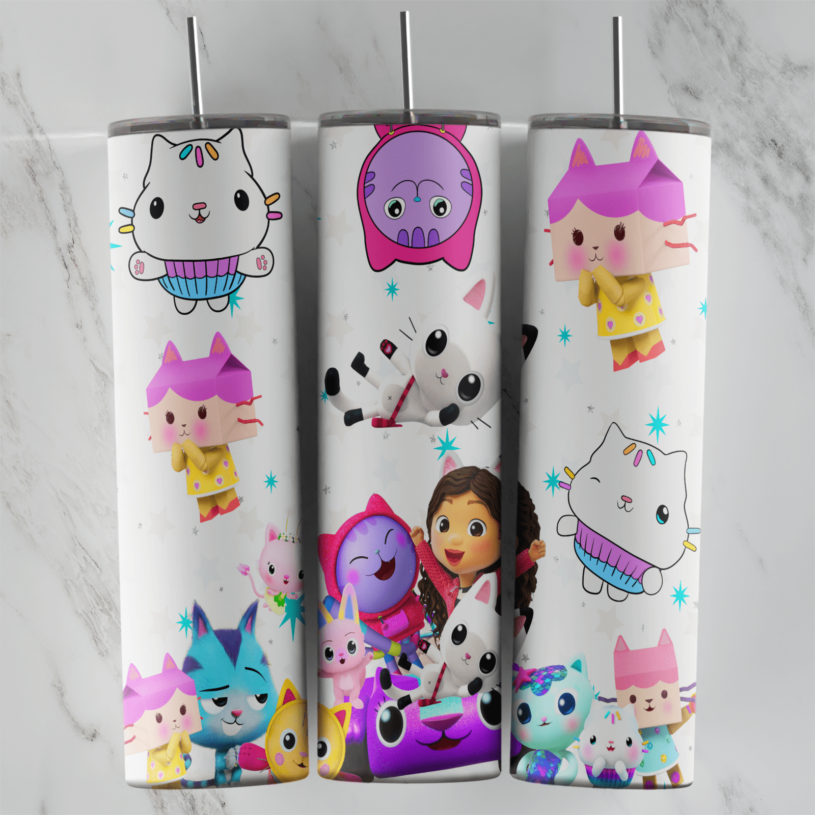 20 Oz Dora Gabbys Dollhouse Pandy Paws Tumbler Cup Design