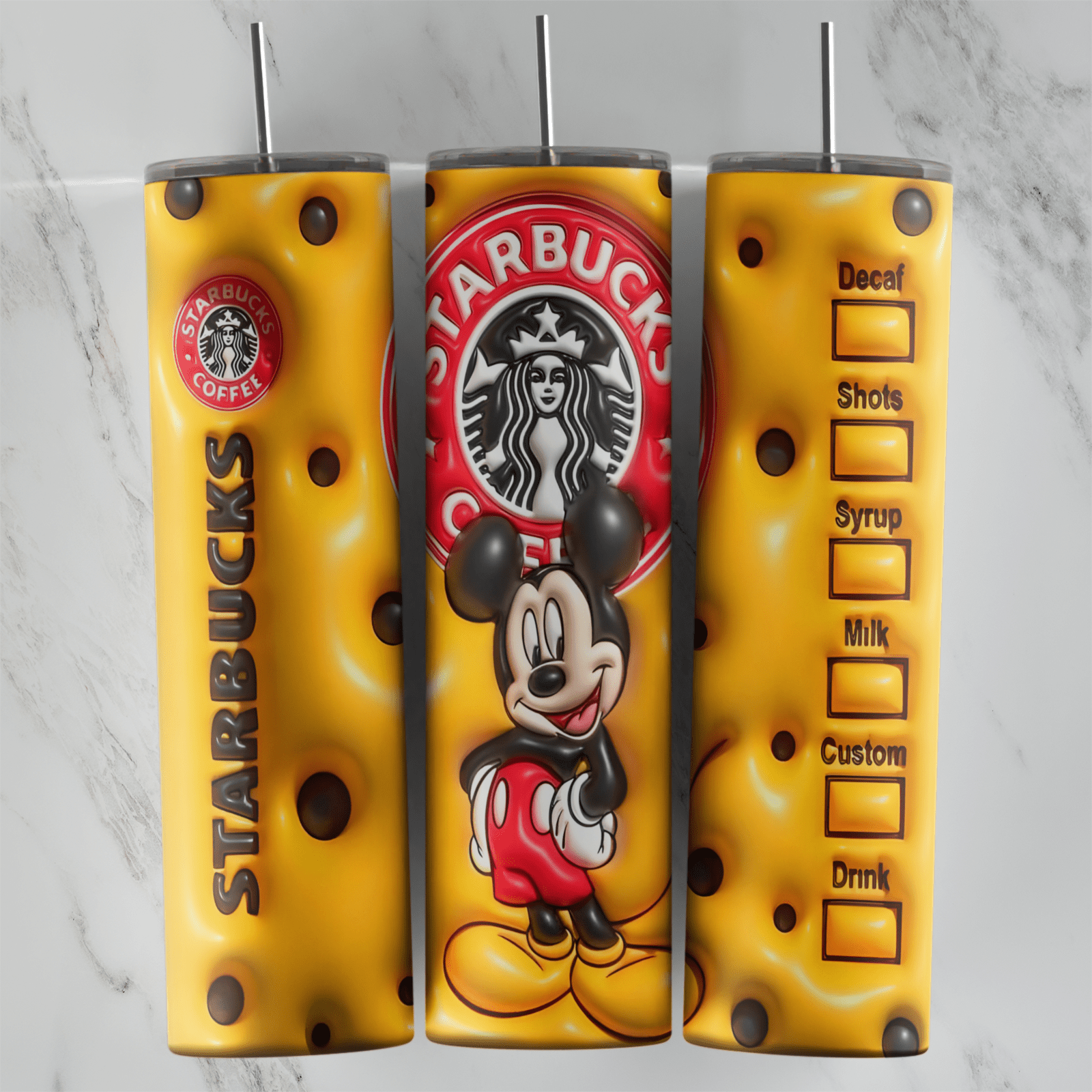 20 Oz 3D Inflated Starbucks Tumbler Cup Design