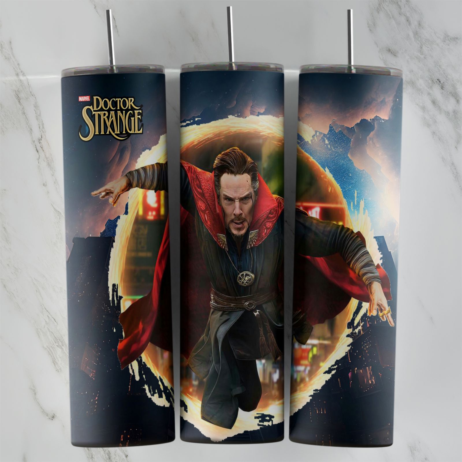 20 Oz Dr Strange Red Cloak Portal Tumbler Cup Design