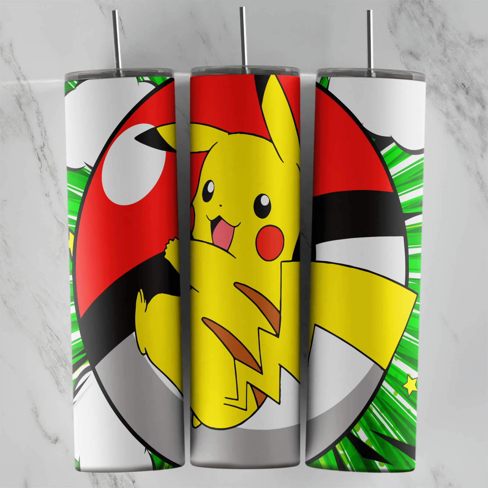 20 Oz Pokemon Pikachu Poke Ball Tumbler Cup Design