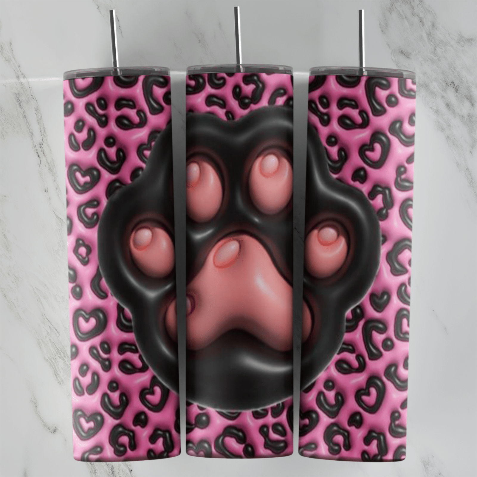20 Oz 3D Inflated Paw Tumbler Cup Design