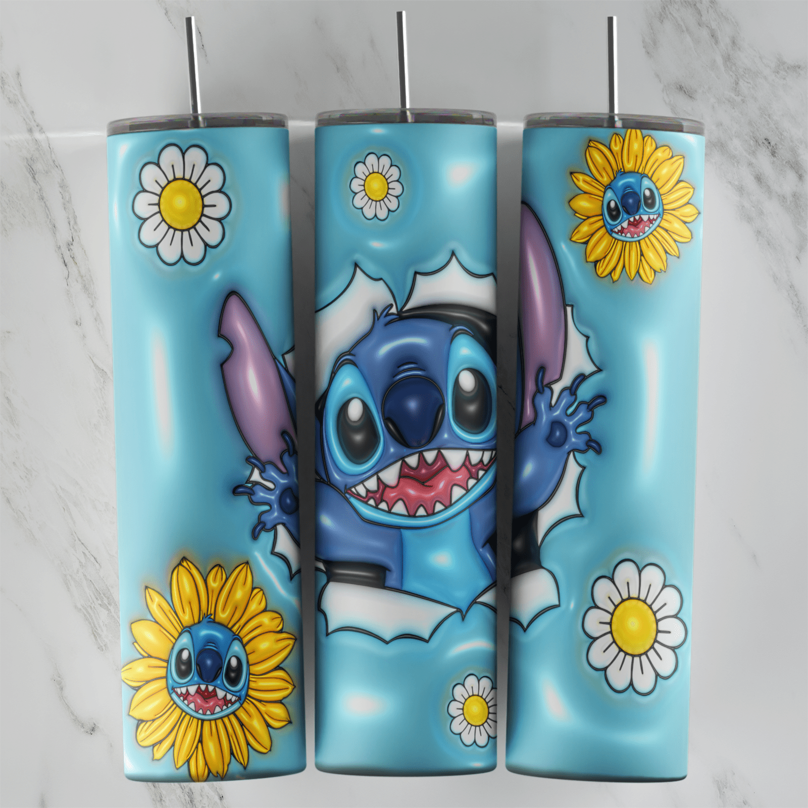 20 Oz 3D Inflated Stitch Tumbler Cup Design