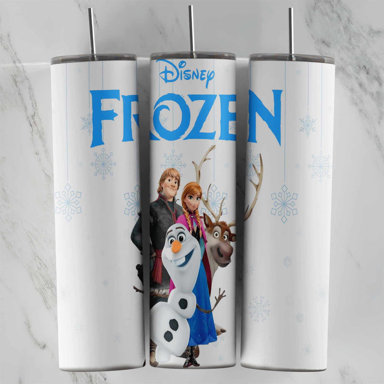 20 Oz Frozen White Disney Logo Group Tumbler Cup Design
