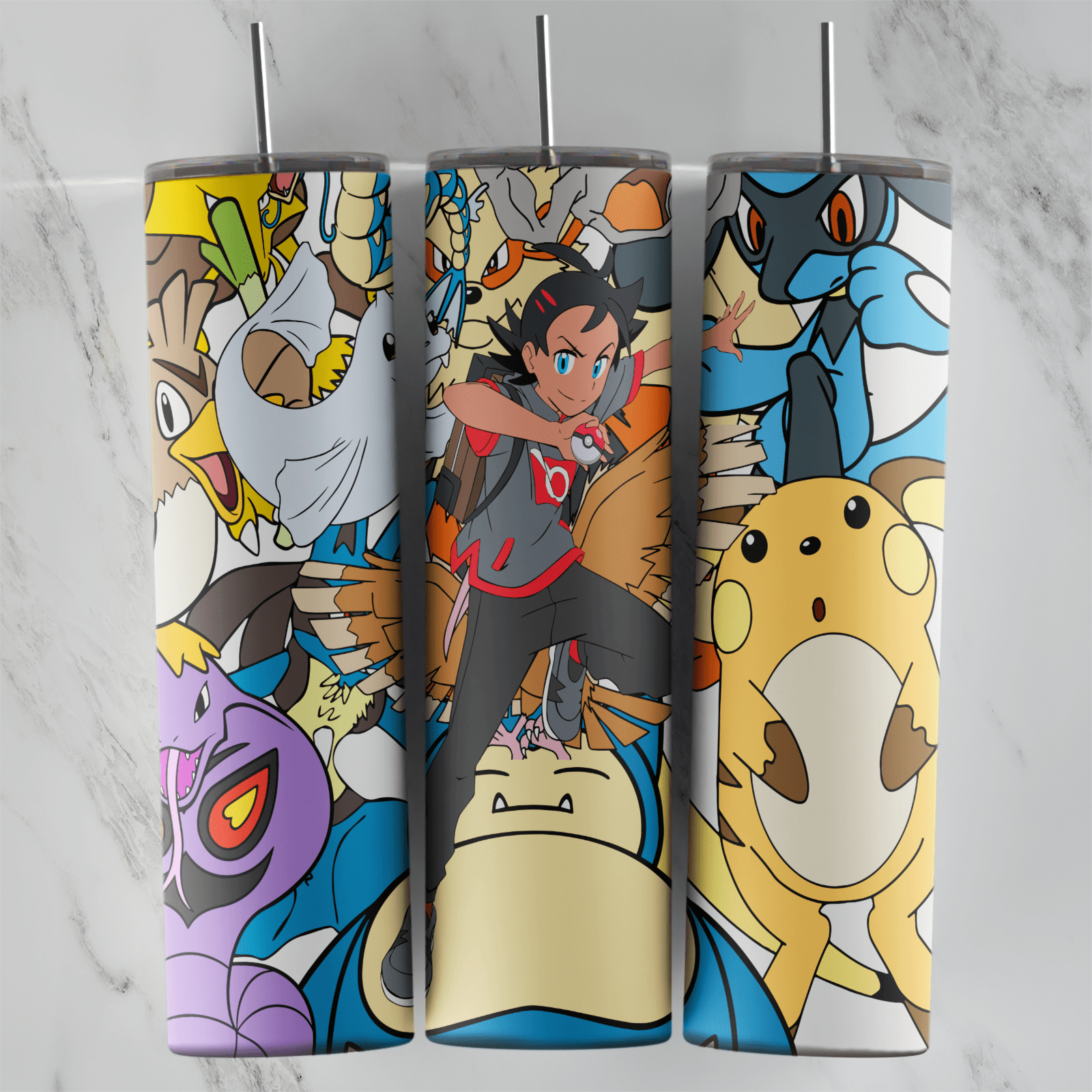 20 Oz Pokemon Trainer and Snorlax Tumbler Cup Design