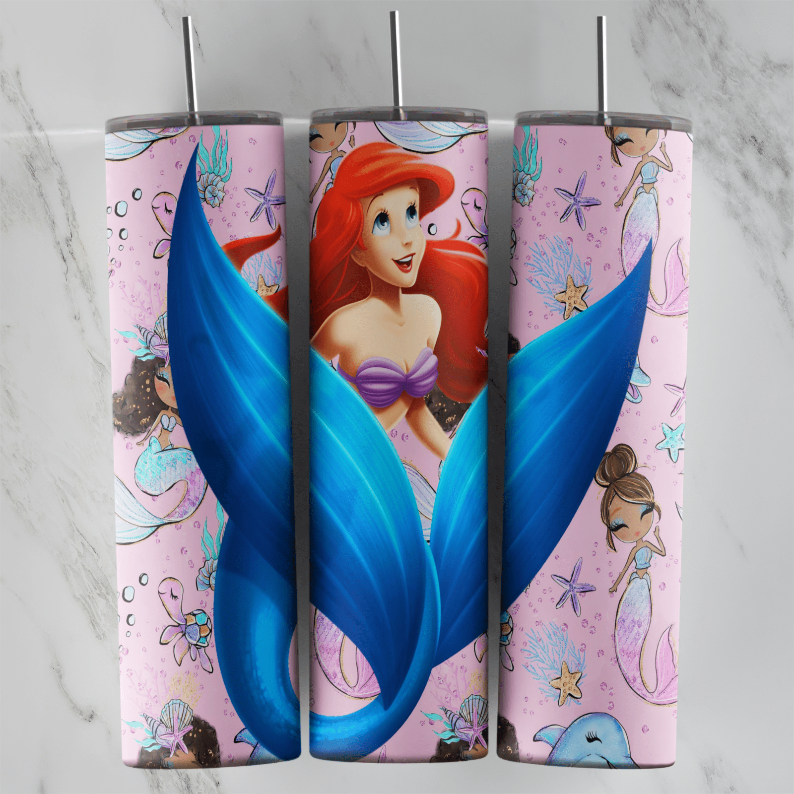 20 Oz Little Mermaid Tumbler Cup Design